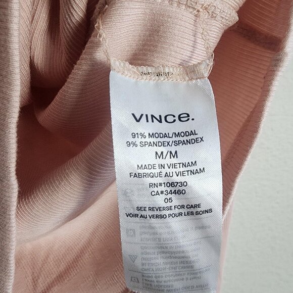 Vince Shirt Womens Medium Pink Ribbed Mock Neck Quarter Zip Long Sleeve Modal - Picture 6 of 11